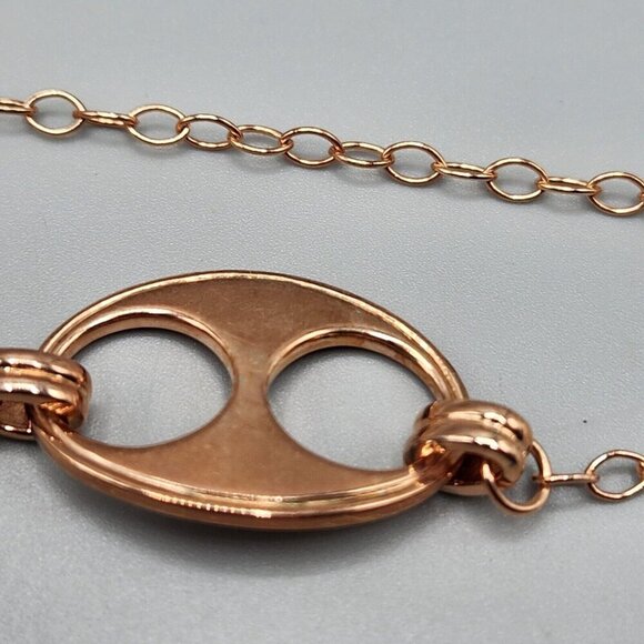 Anchor Chain Necklace Bracelet Set 925 Sterling Silver R Mark 66g Rose Gold Tone - Picture 9 of 10